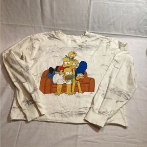 Simpsons Family Homer Marge Bart Lisa on Couch Design Long Sleeve Crop Top 2019